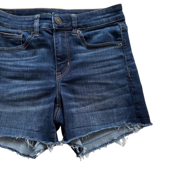 American Eagle Jean Shorts Next Level Stretch Hi Rise Shortie Distressed Size 2 - Picture 5 of 12
